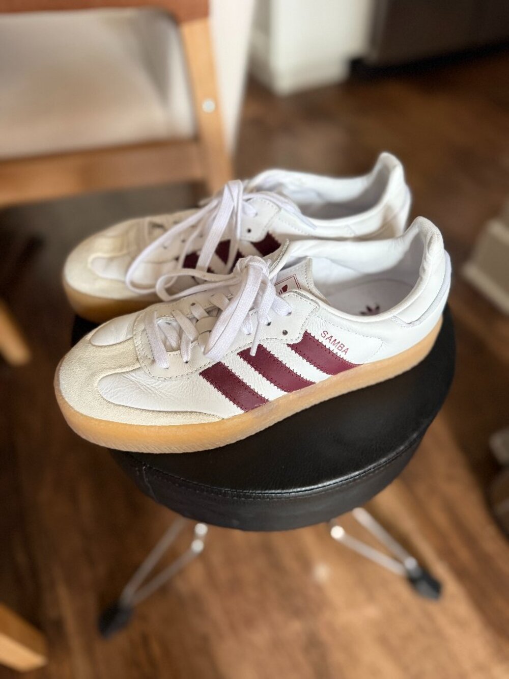 Adidas Sambas White/Burgundy (Size 7.5 Women’s)
